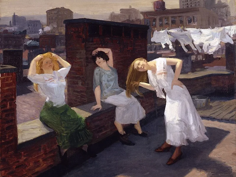 1871-John French Sloan - Domenica, donne che si asciugano i capelli